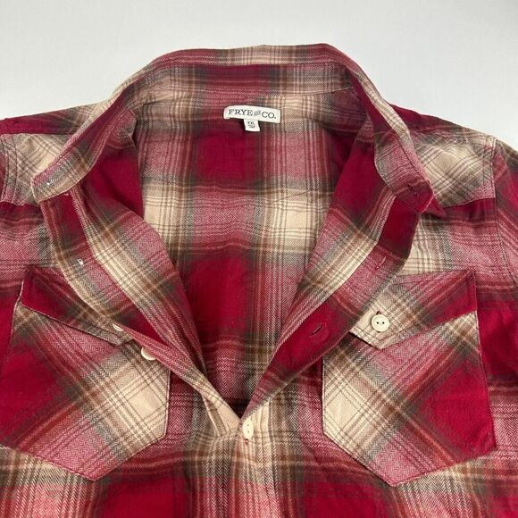 Frye & Co. Men's Long Sleeve Flannel Shirts Size XXL Red Plaid Western Shirt - Picture 10 of 13
